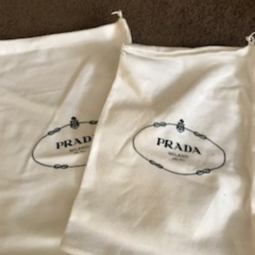 pair of Prada shoe dust bags